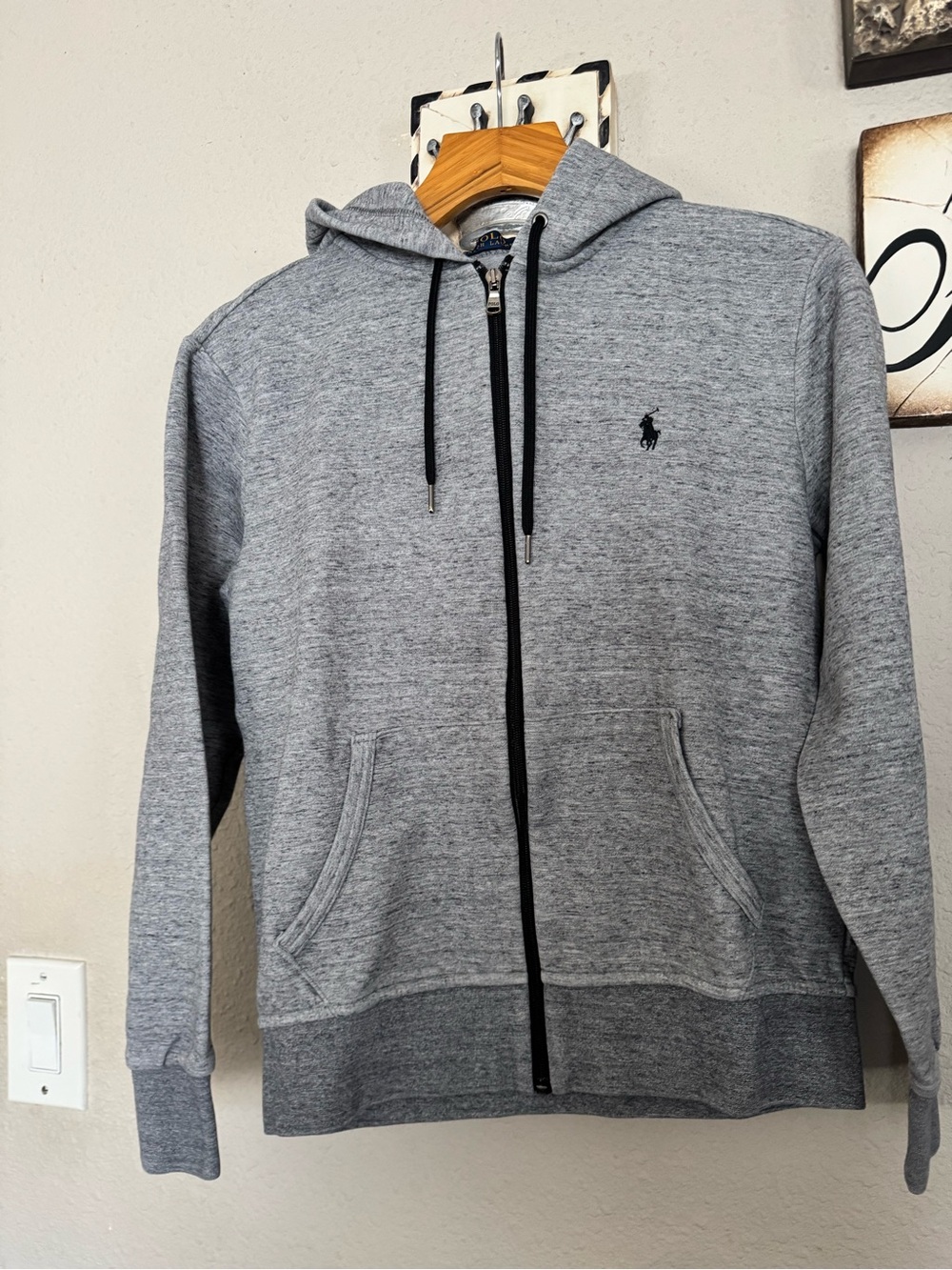 Ralph Lauren Men’s Heather Gray Full-Zip Hoodie Sweater